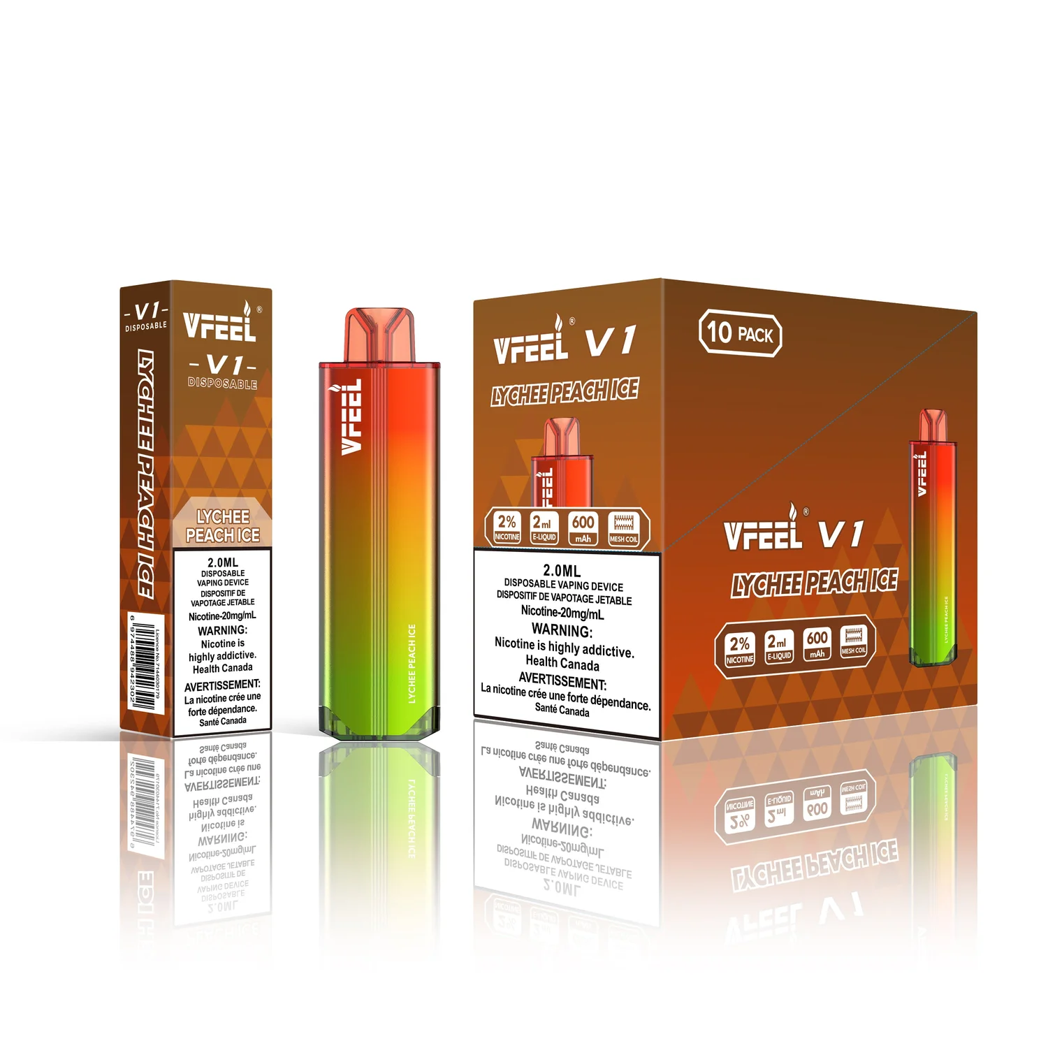 VFEEL V1 LYCHEE PEACH ICE LYCHEE PEACH ICE VFEEL V1 Disposable Vapes available at Puff N Pass Vapes in Abbotsford BC