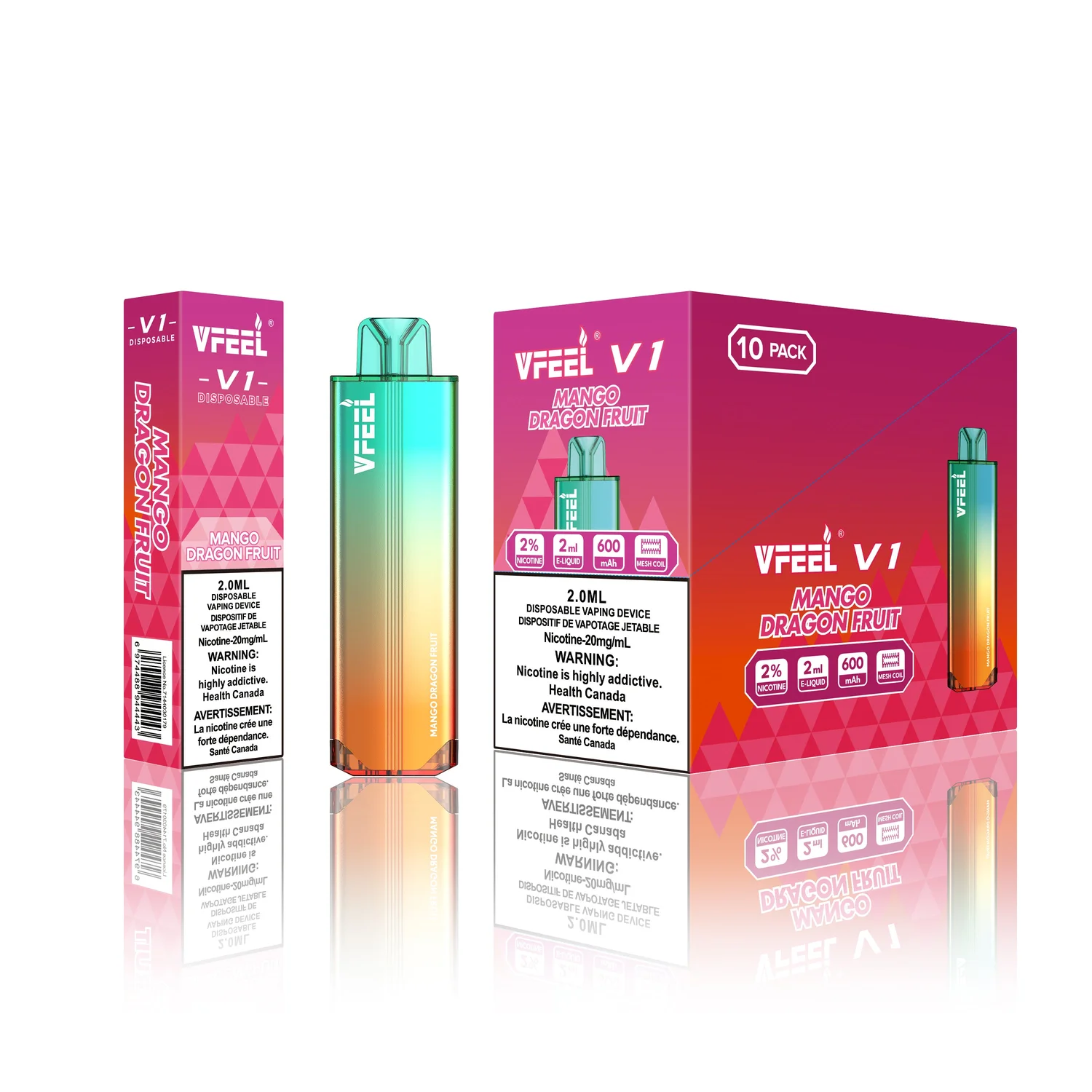 VFEEL V1 MANGO DRAGON FRUIT MANGO DRAGON FRUIT VFEEL V1 Disposable Vapes available at Puff N Pass Vapes in Abbotsford BC