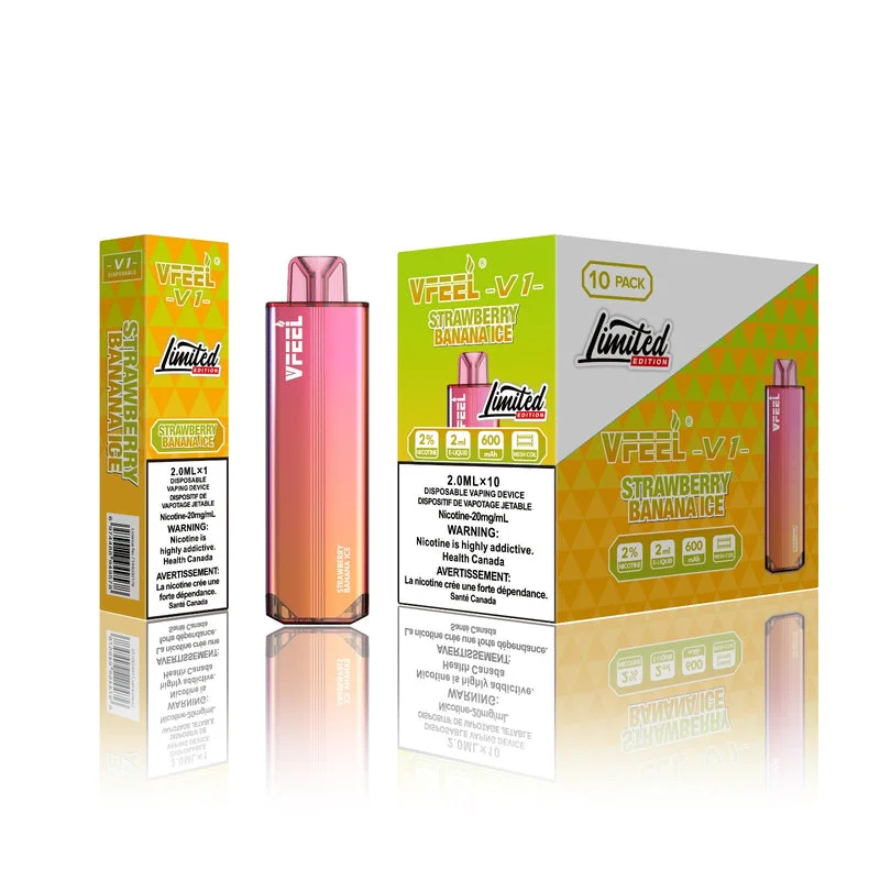 VFEEL V1 STRAWBERRY BANANA ICE STRAWBERRY BANANA ICE VFEEL V1 Disposable Vapes available at Puff N Pass Vapes in Abbotsford BC