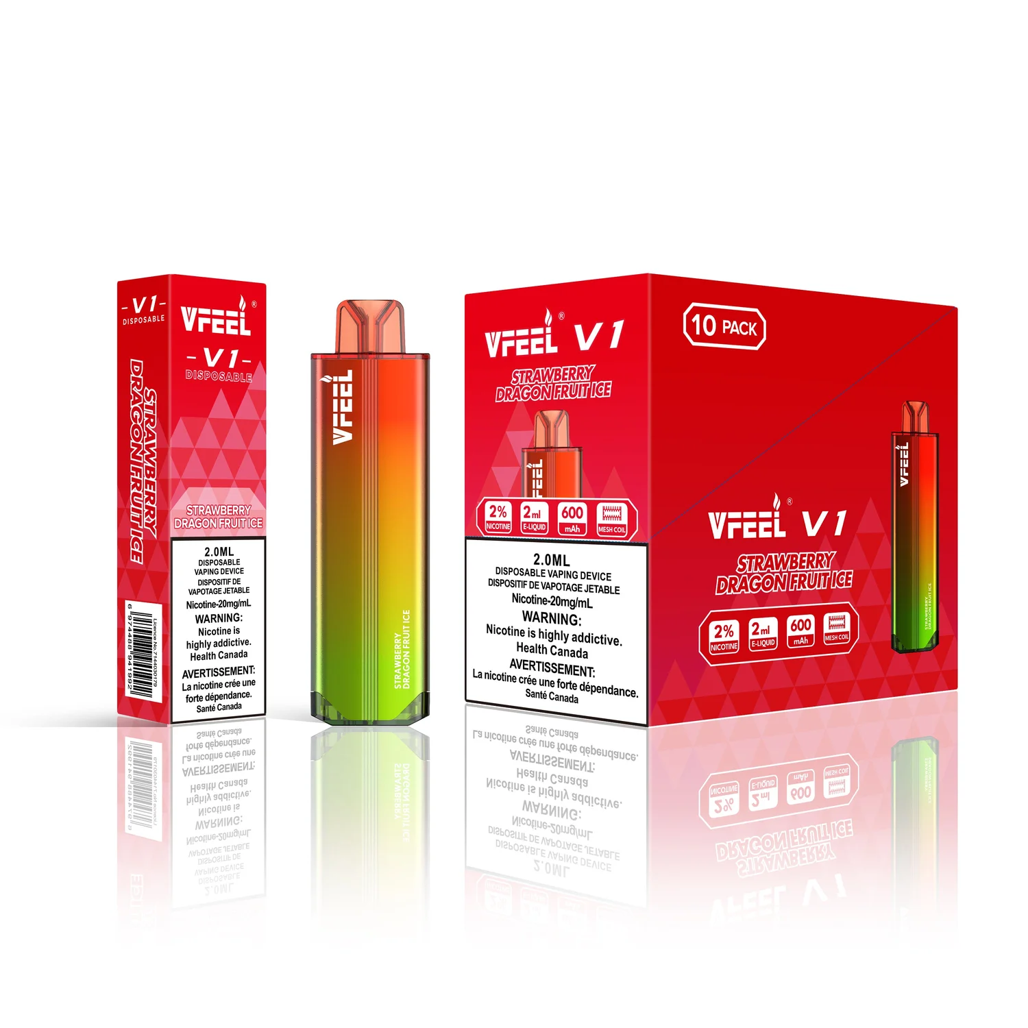VFEEL V1 STRAWBERRY DRAGON FRUIT ICE STRAWBERRY DRAGON FRUIT ICE VFEEL V1 Disposable Vapes available at Puff N Pass Vapes in Abbotsford BC