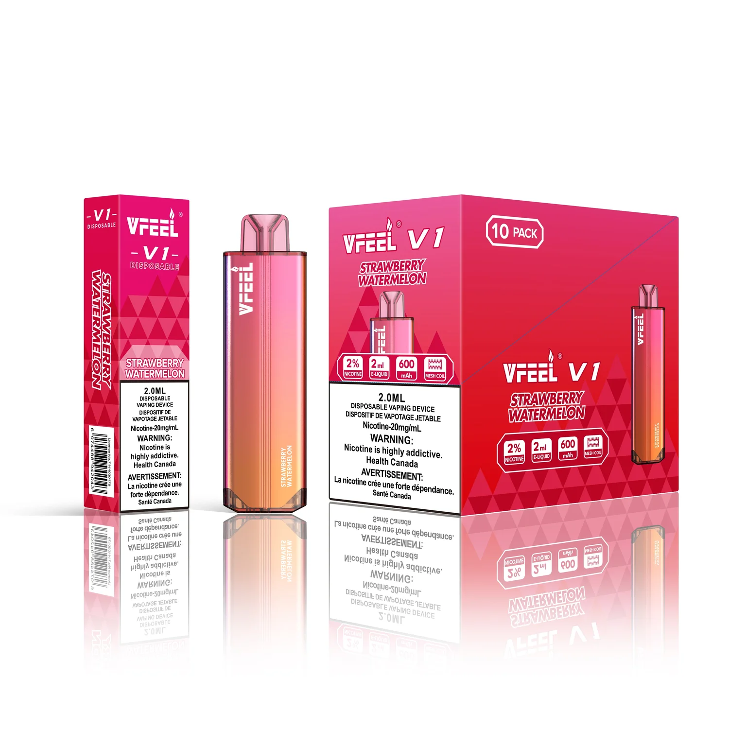 VFEEL V1 STRAWBERRY WATERMELON STRAWBERRY WATERMELON VFEEL V1 Disposable Vapes available at Puff N Pass Vapes in Abbotsford BC