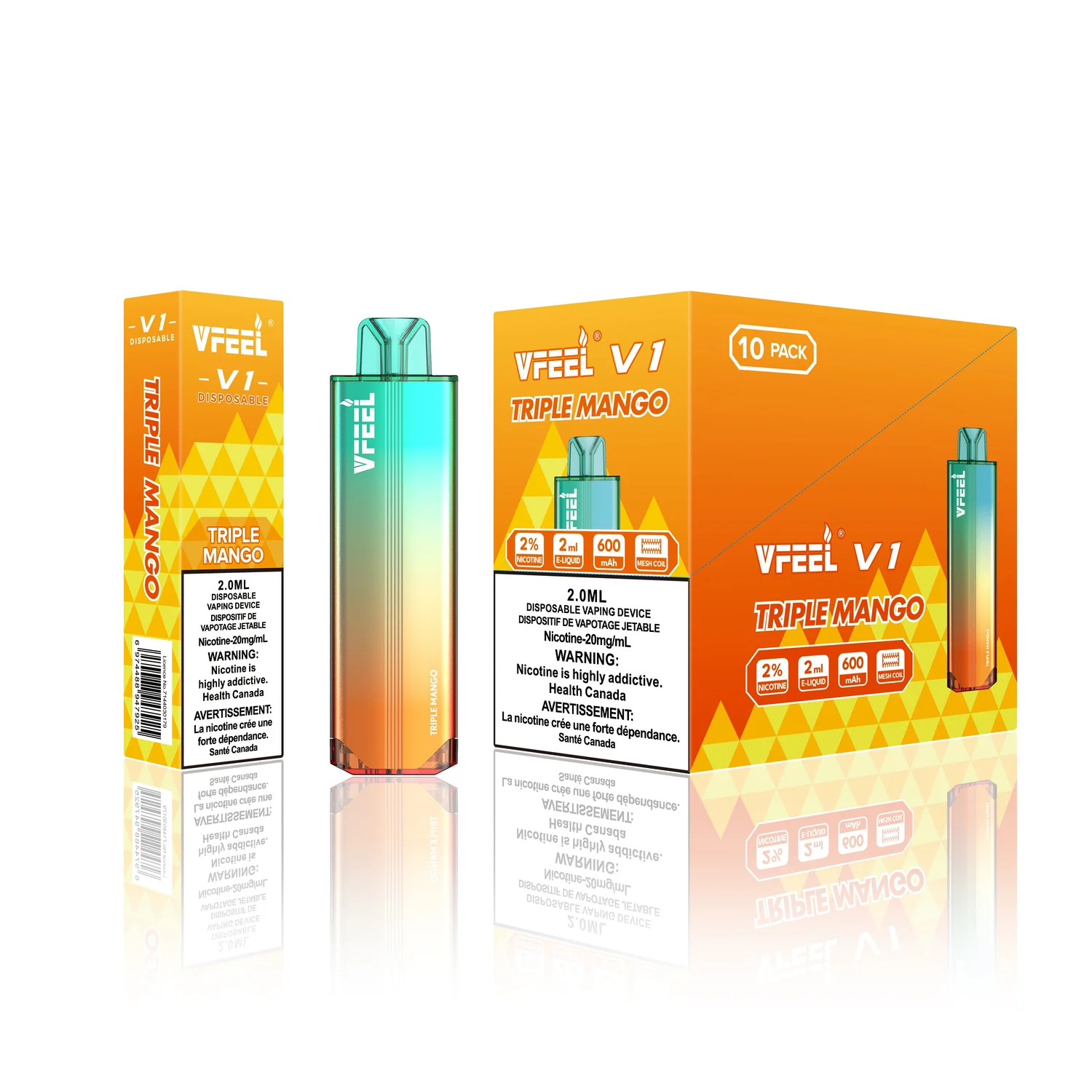 VFEEL V1 TRIPLE MANGO TRIPLE MANGO VFEEL V1 Disposable Vapes available at Puff N Pass Vapes in Abbotsford BC