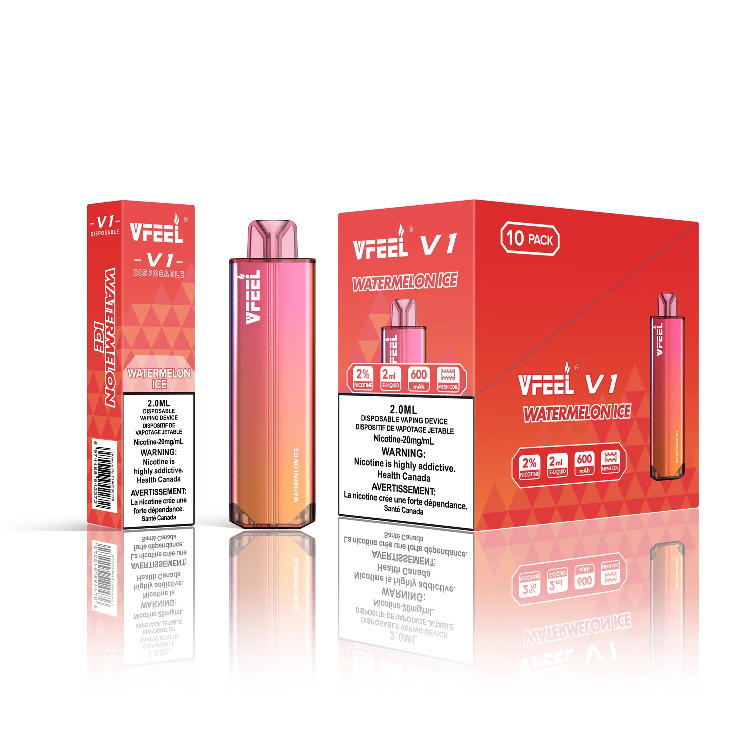 VFEEL V1 WATERMELON ICE WATERMELON ICE VFEEL V1 Disposable Vapes available at Puff N Pass Vapes in Abbotsford BC