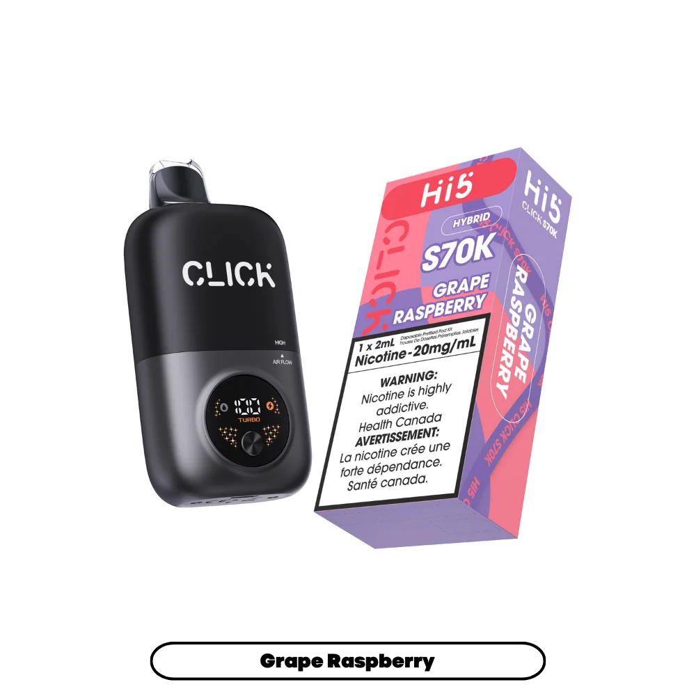 HI 5 S70K GRAPE RASPBERRY S70K GRAPE RASPBERRY HI 5 Pre-Filled Pod Starter Kits available at Puff N Pass Vapes in Abbotsford BC