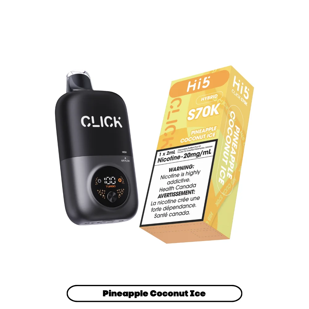 HI 5 S70K PINEAPPLE COCONUT ICE S70K PINEAPPLE COCONUT ICE HI 5 Pre-Filled Pod Starter Kits available at Puff N Pass Vapes in Abbotsford BC