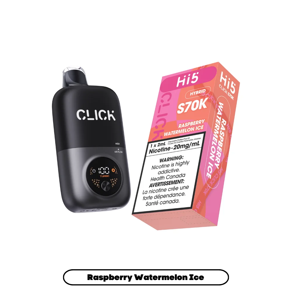 HI 5 S70K RASPBERRY WATERMELON ICE S70K RASPBERRY WATERMELON ICE HI 5 Pre-Filled Pod Starter Kits available at Puff N Pass Vapes in Abbotsford BC
