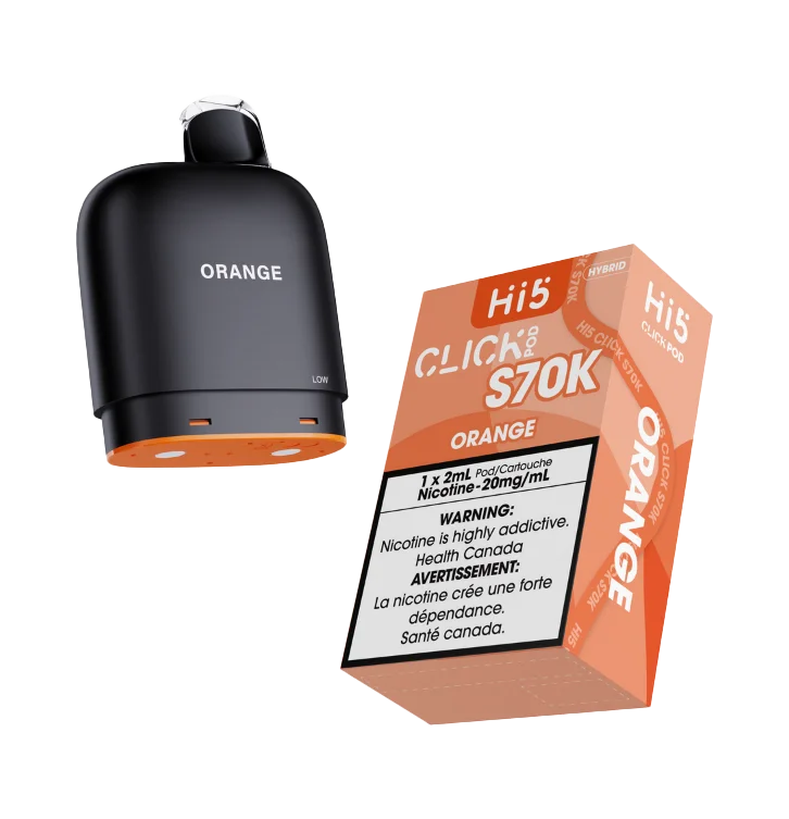 HI 5 S70K POD ORANGE S70K ORANGE HI 5 Pre-Filled Pods available at Puff N Pass Vapes in Abbotsford BC