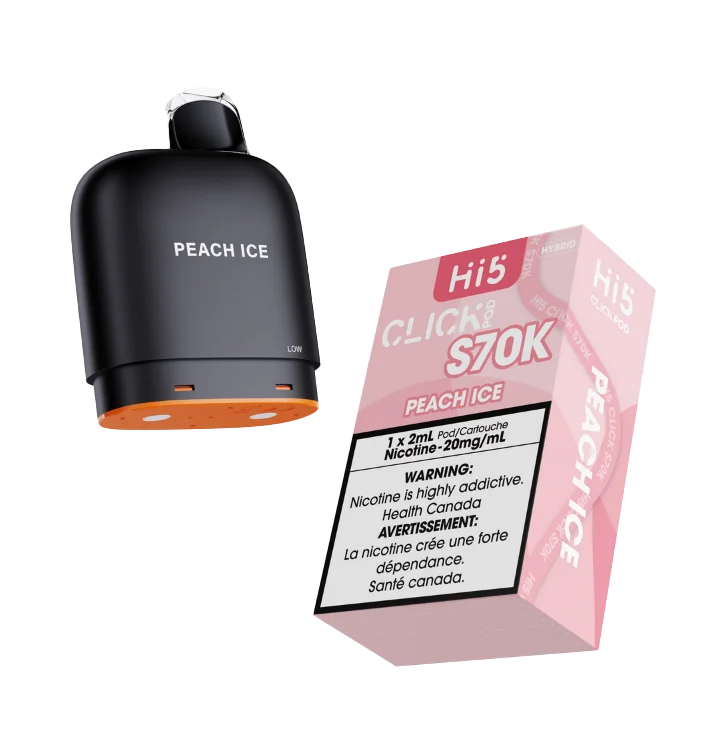 HI 5 S70K POD PEACH ICE S70K PEACH ICE HI 5 Pre-Filled Pods available at Puff N Pass Vapes in Abbotsford BC