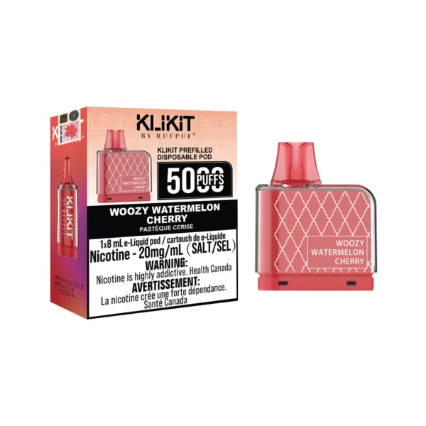 KLIKIT WOOZY WATERMELON CHERRY 5000 WOOZY WATERMELON CHERRY Klikit Pre-Filled Pods available at Puff N Pass Vapes in Abbotsford BC