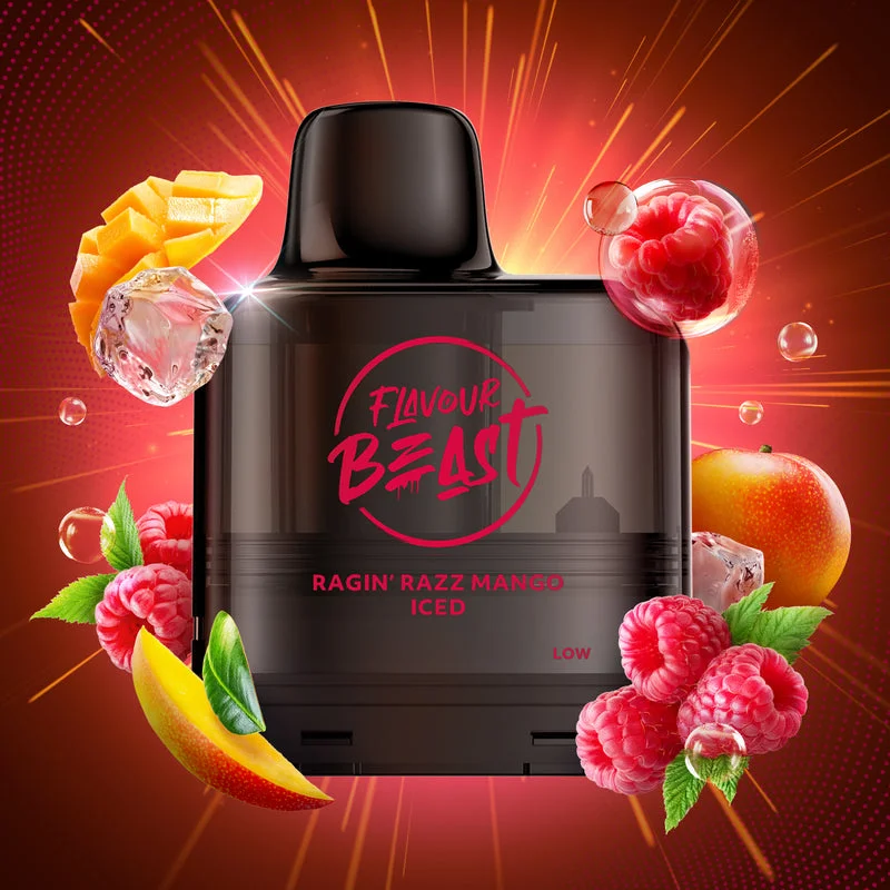FLAVOUR BEAST X G2 ICED RAGIN RAZZ MANGO ICED RAGIN RAZZ MANGO FLAVOUR BEAST Pre-Filled Pods available at Puff N Pass Vapes in Abbotsford BC