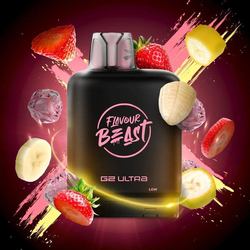 FLAVOUR BEAST X G2 ICED STR8 UP STRAWBERRY BANANA ICED STR8 UP STRAWBERRY BANANA FLAVOUR BEAST Pre-Filled Pods available at Puff N Pass Vapes in Abbotsford BC