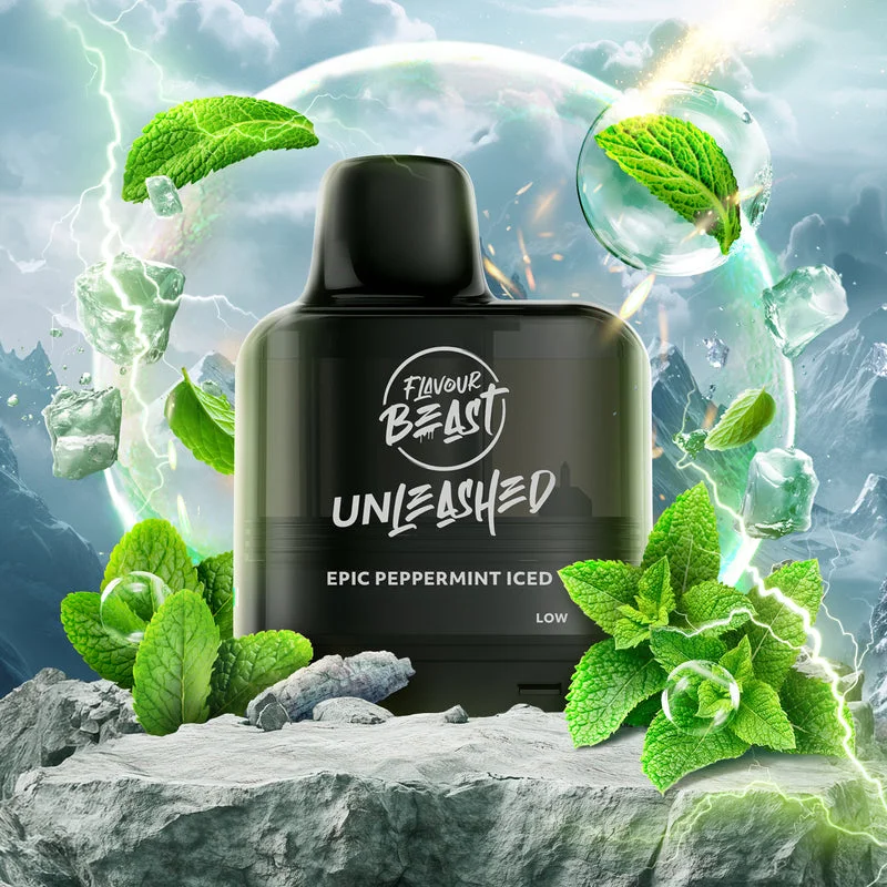 FLAVOUR BEAST X G2 UNLEASHED ICED EPIC PEPPERMINT UNLEASHED ICED EPIC PEPPERMINT FLAVOUR BEAST Pre-Filled Pods available at Puff N Pass Vapes in Abbotsford BC