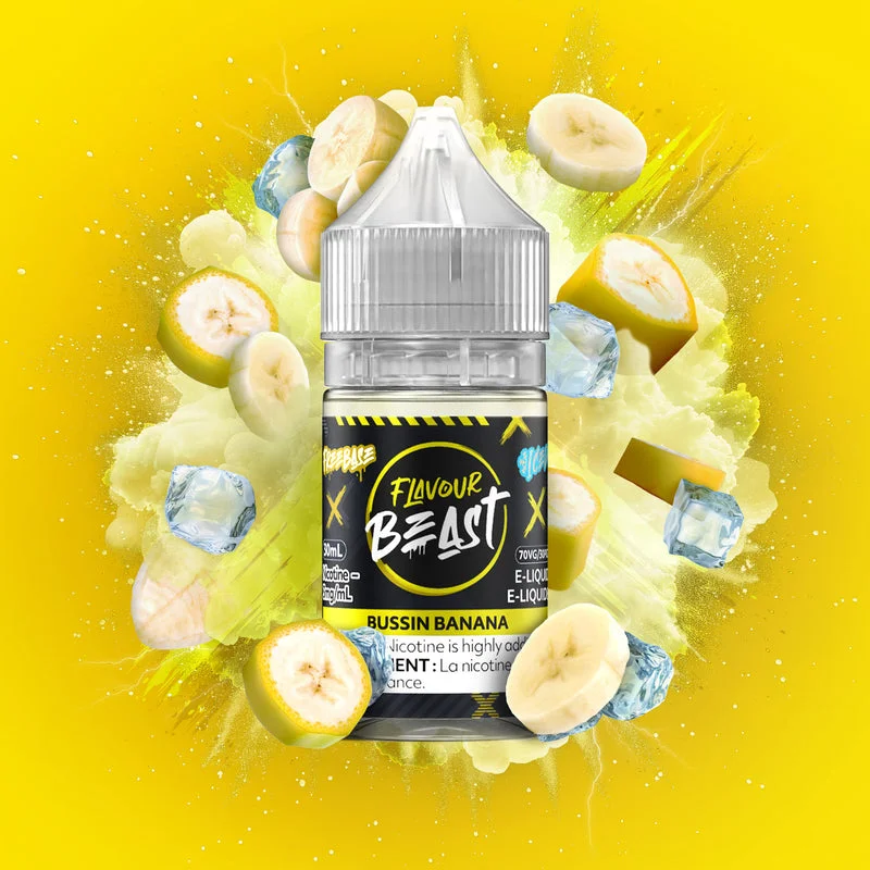 FLAVOUR BEAST 3MG ICED BUSSIN BANANA ICED BUSSIN BANANA FLAVOUR BEAST E-Liquids 0.1-10mg available at Puff N Pass Vapes in Abbotsford BC