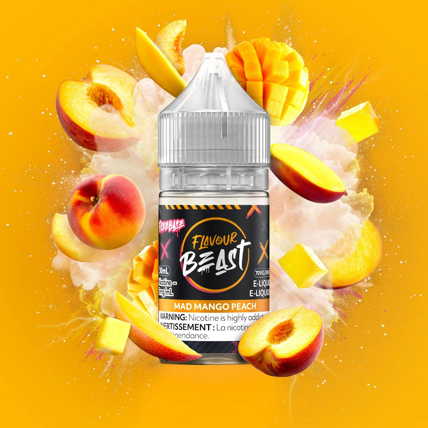 FLAVOUR BEAST 3MG MAD MANGO PEACH MAD MANGO PEACH FLAVOUR BEAST E-Liquids 0.1-10mg available at Puff N Pass Vapes in Abbotsford BC