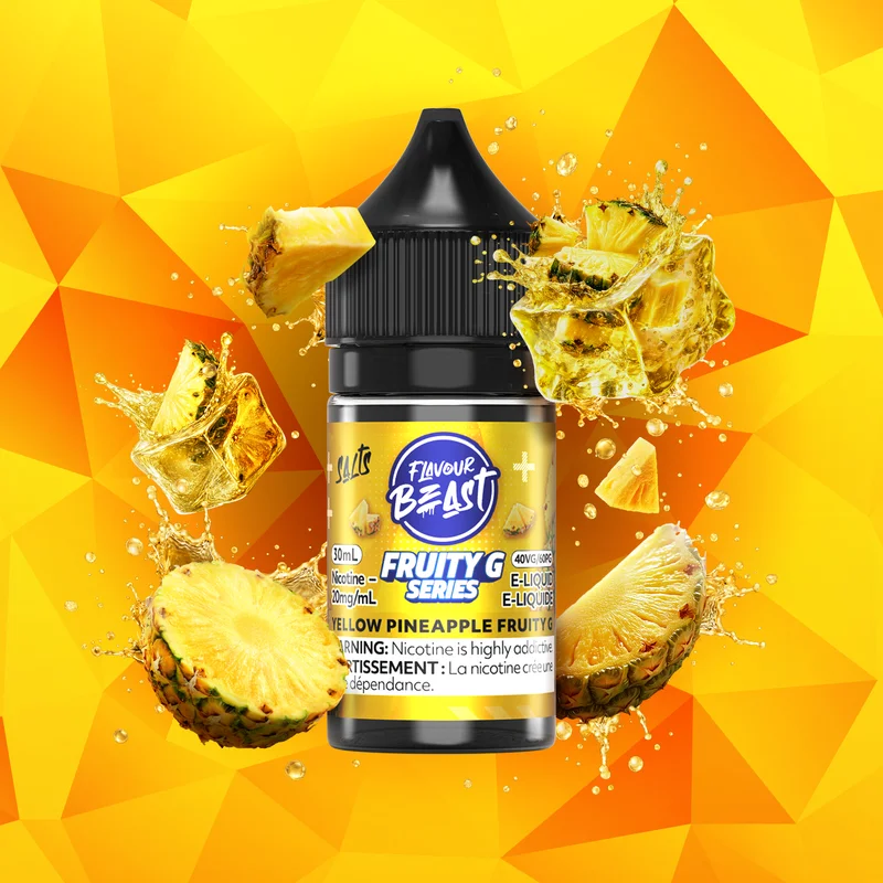 FLAVOUR BEAST 20MG FRUITY G YELLOW PINEAPPLE FRUITY G FRUITY G YELLOW PINEAPPLE FRUITY G FLAVOUR BEAST E-Liquids 12-20mg available at Puff N Pass Vapes in Abbotsford BC