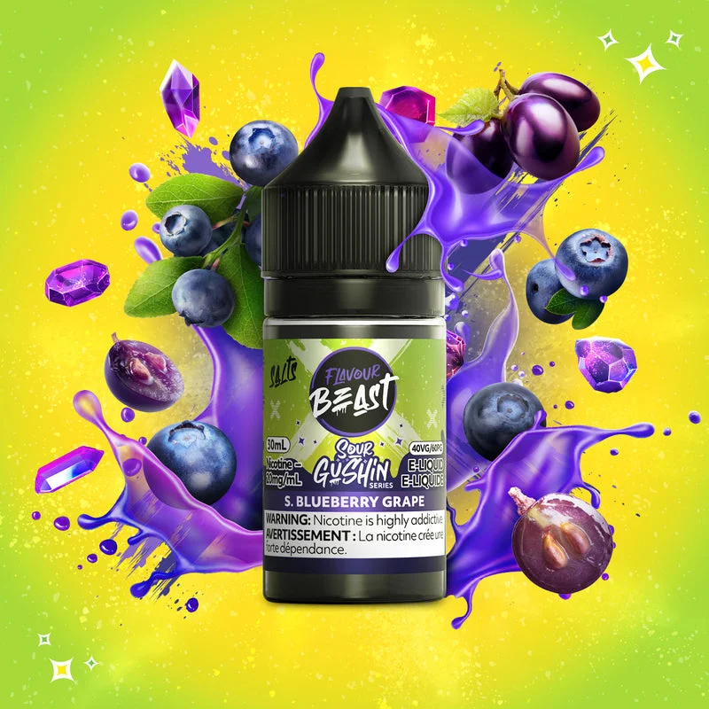FLAVOUR BEAST 20MG SOUR GUSHIN BLUEBERRY GRAPE SOUR GUSHIN BLUEBERRY GRAPE FLAVOUR BEAST E-Liquids 12-20mg available at Puff N Pass Vapes in Abbotsford BC