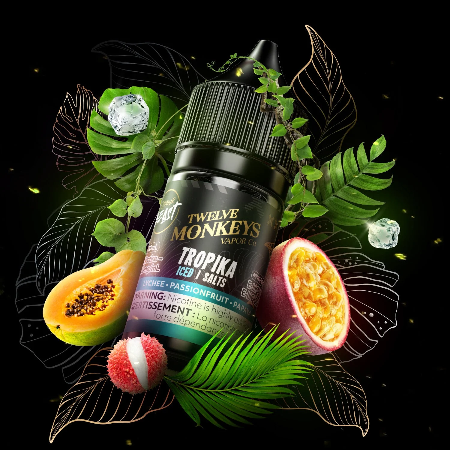 FLAVOUR BEAST X 12 MONKEYS 20MG ICED TROPIKA 12 MONKEYS ICED TROPIKA FLAVOUR BEAST E-Liquids 12-20mg available at Puff N Pass Vapes in Abbotsford BC