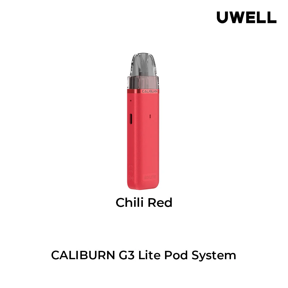 UWELL CALIBURN G3 LITE CHILI RED LITE CHILI RED UWELL CALIBURN Refillable Vapes available at Puff N Pass Vapes in Abbotsford BC