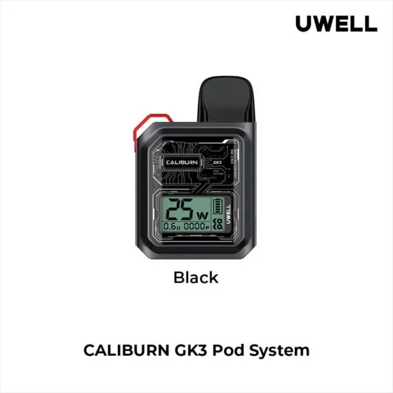 UWELL CALIBURN GK3 BLACK BLACK UWELL CALIBURN Refillable Vapes available at Puff N Pass Vapes in Abbotsford BC
