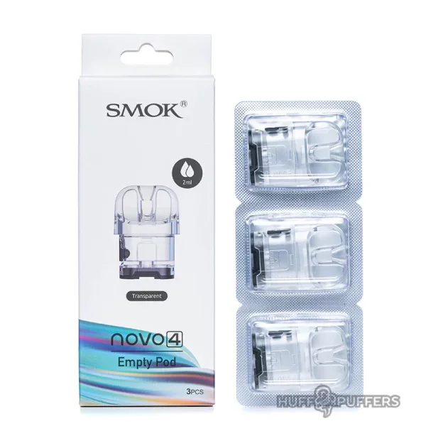SMOK NOVO 4 EMPTY POD 3PK 4 EMPTY SMOK NOVO Refillable Vape Pods & Coils available at Puff N Pass Vapes in Abbotsford BC