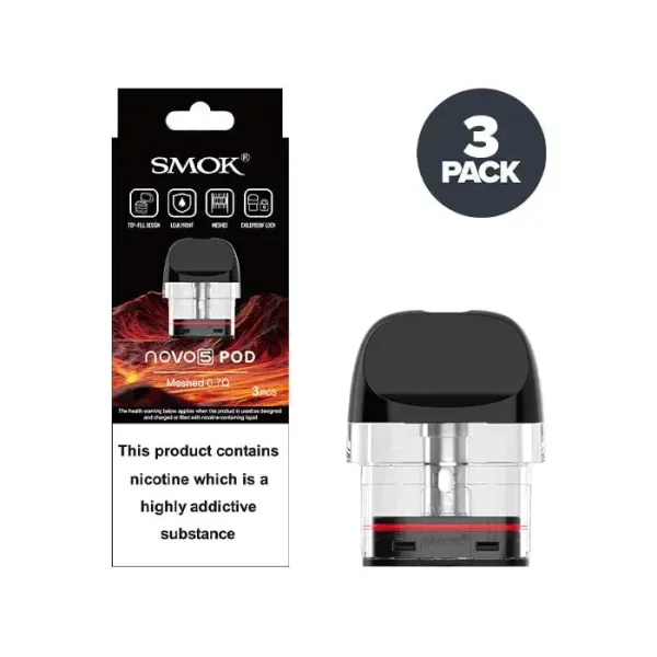 SMOK NOVO 5 POD 0.7 3PK 5 0.7 SMOK NOVO Refillable Vape Pods & Coils available at Puff N Pass Vapes in Abbotsford BC