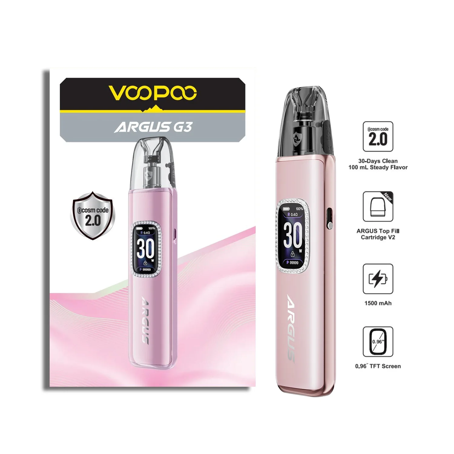 VOOPOO ARGUS G3 DIAMOND PINK DIAMOND PINK VOOPOO ARGUS Refillable Vapes available at Puff N Pass Vapes in Abbotsford BC