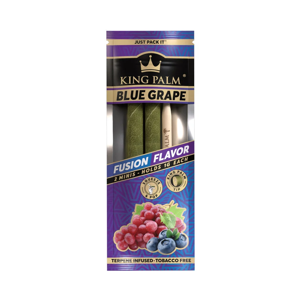KING PALM BLUE GRAPE MINI ROLLS 2PK BLUE GRAPE ROLLS KING PALM Hemp Wraps & Cones available at Puff N Pass Vapes in Abbotsford BC