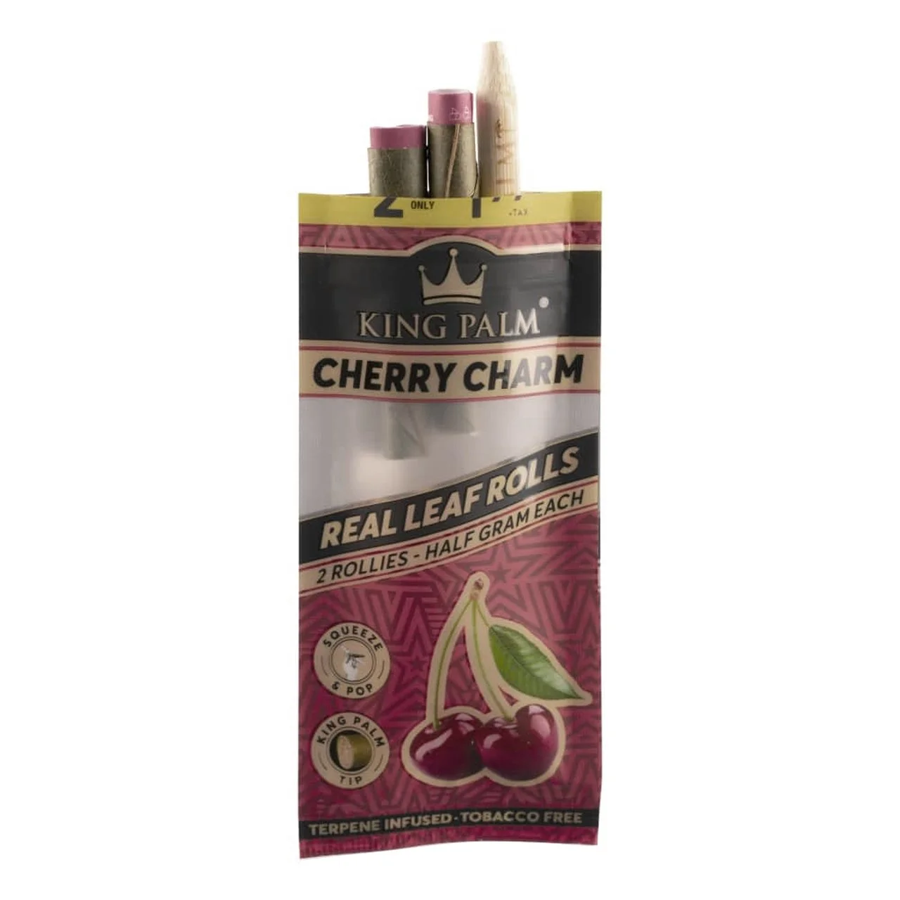 KING PALM CHERRY CHARM 2PK CHERRY CHARM KING PALM Hemp Wraps & Cones available at Puff N Pass Vapes in Abbotsford BC