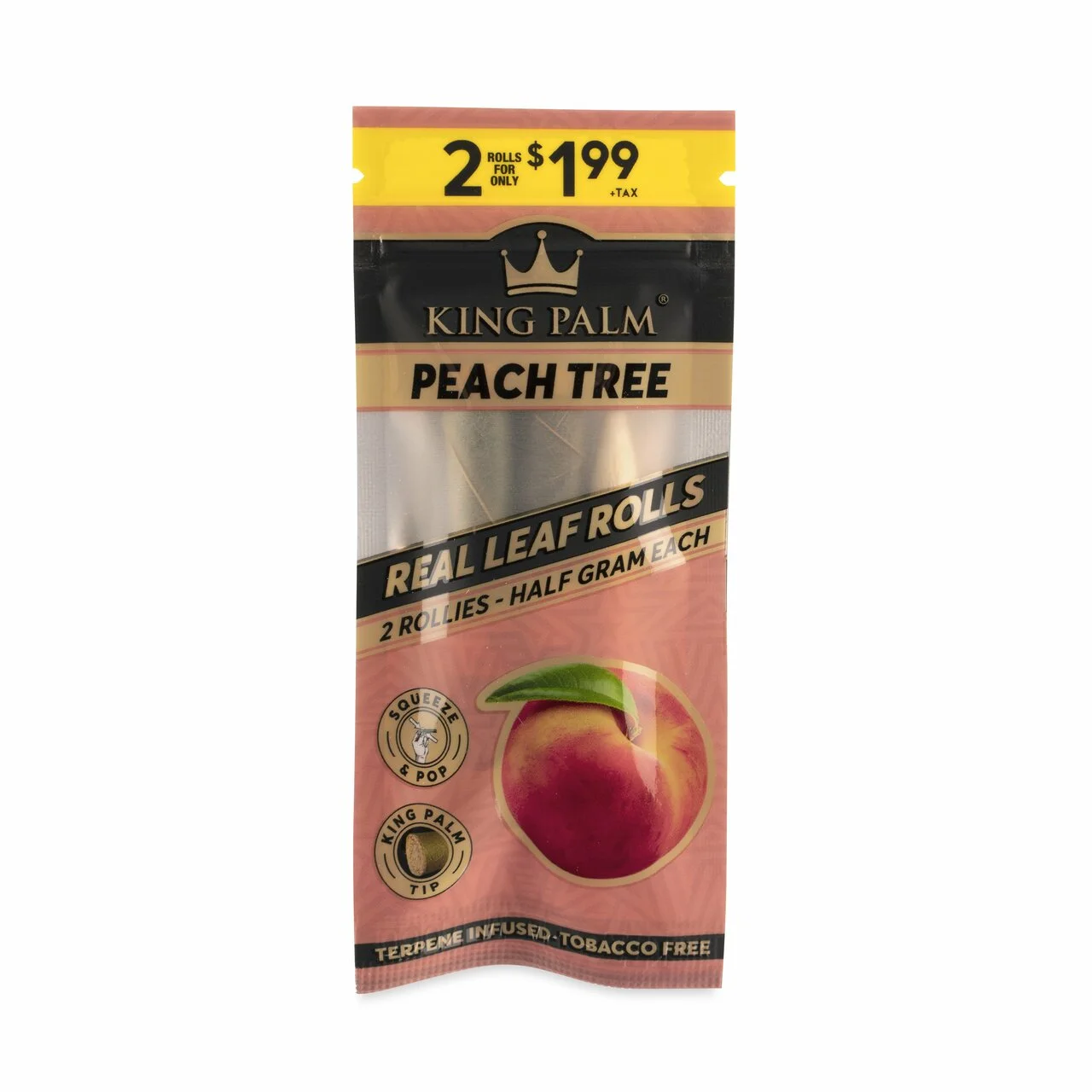 KING PALM PEACH TREE 2PK PEACH TREE KING PALM Hemp Wraps & Cones available at Puff N Pass Vapes in Abbotsford BC