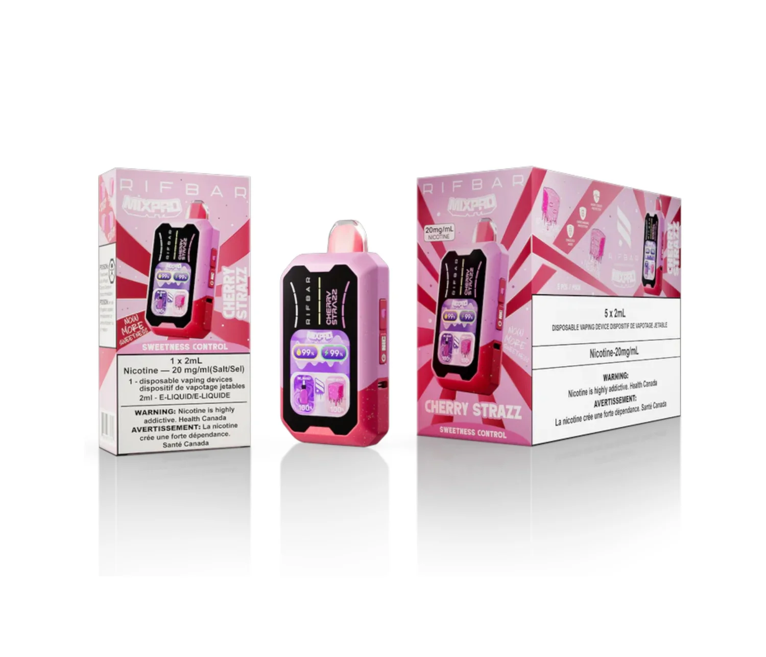 RIFBAR MIXPRO CHERRY STRAZZ CHERRY STRAZZ RIFBAR MIXPRO Disposable Vapes available at Puff N Pass Vapes in Abbotsford BC