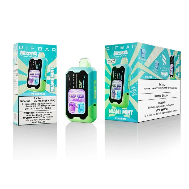 RIFBAR MIXPRO MIAMI MINT MIAMI MINT RIFBAR MIXPRO Disposable Vapes available at Puff N Pass Vapes in Abbotsford BC