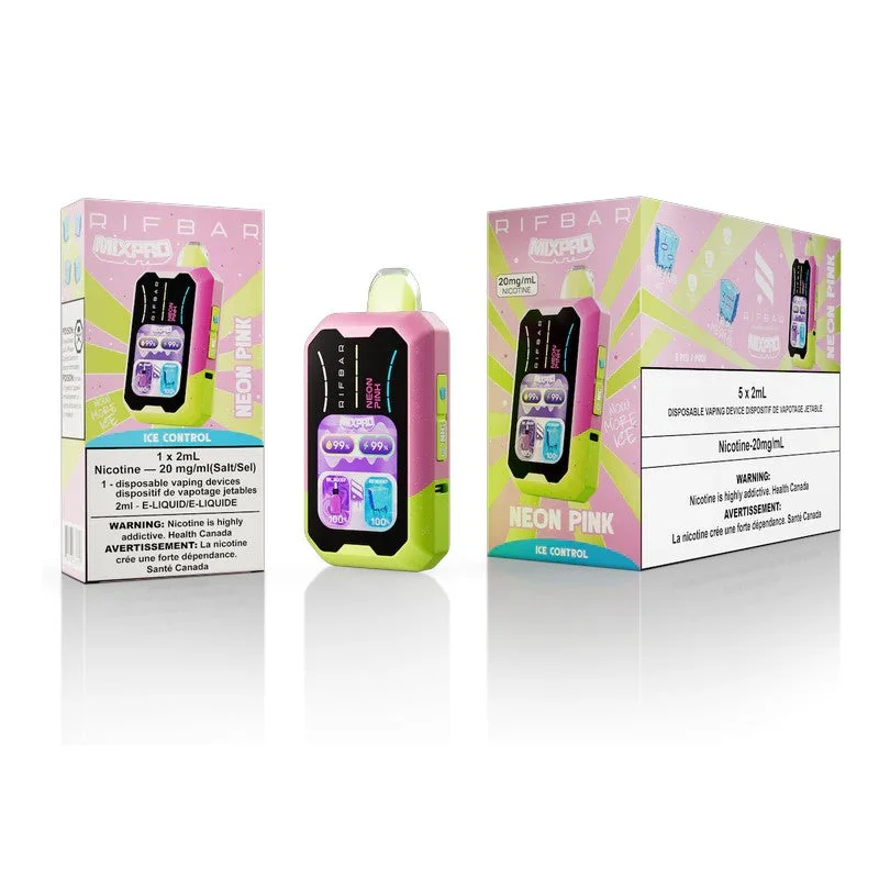 RIFBAR MIXPRO NEON PINK NEON PINK RIFBAR MIXPRO Disposable Vapes available at Puff N Pass Vapes in Abbotsford BC
