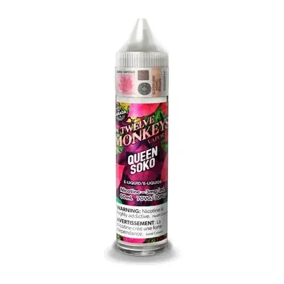 TWELVE MONKEYS 10MG QUEEN SOKO QUEEN SOKO TWELVE MONKEYS E-Liquids 0.1-10mg available at Puff N Pass Vapes in Abbotsford BC