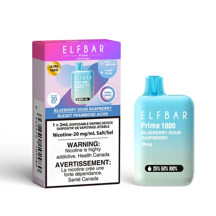 ELFBAR PRIME BLUEBERRY SOUR RASPBERRY BLUEBERRY SOUR RASPBERRY ELFBAR PRIME Disposable Vapes available at Puff N Pass Vapes in Abbotsford BC