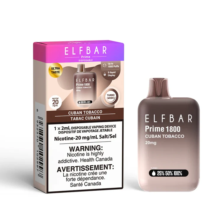 ELFBAR PRIME CUBAN TOBACCO CUBAN TOBACCO ELFBAR PRIME Disposable Vapes available at Puff N Pass Vapes in Abbotsford BC