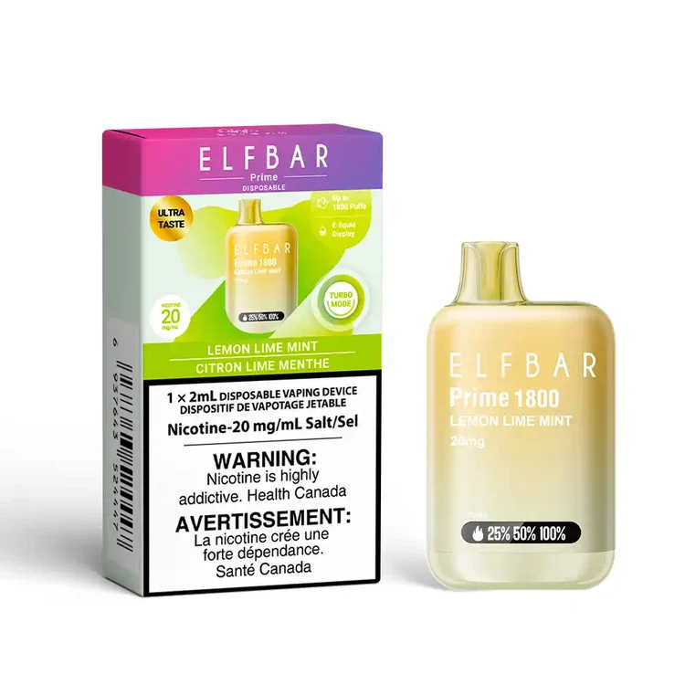 ELFBAR PRIME LEMON LIME MINT LEMON LIME MINT ELFBAR PRIME Disposable Vapes available at Puff N Pass Vapes in Abbotsford BC