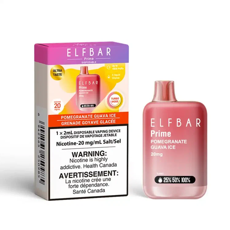 ELFBAR PRIME POMEGRANATE GUAVA ICE POMEGRANATE GUAVA ICE ELFBAR PRIME Disposable Vapes available at Puff N Pass Vapes in Abbotsford BC