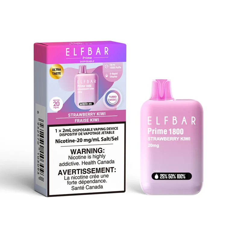 ELFBAR PRIME STRAWBERRY KIWI STRAWBERRY KIWI ELFBAR PRIME Disposable Vapes available at Puff N Pass Vapes in Abbotsford BC