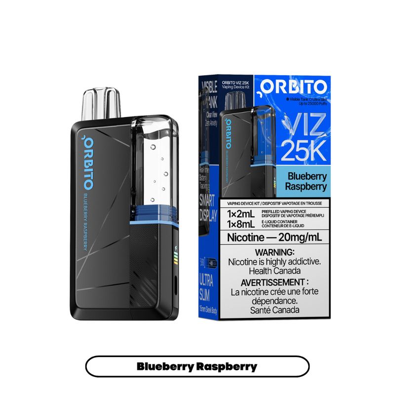 ORBITO VIZ 25K BLUEBERRY RASPBERRY BLUEBERRY RASPBERRY ORBITO VIZ 25K Disposable Vapes available at Puff N Pass Vapes in Abbotsford BC