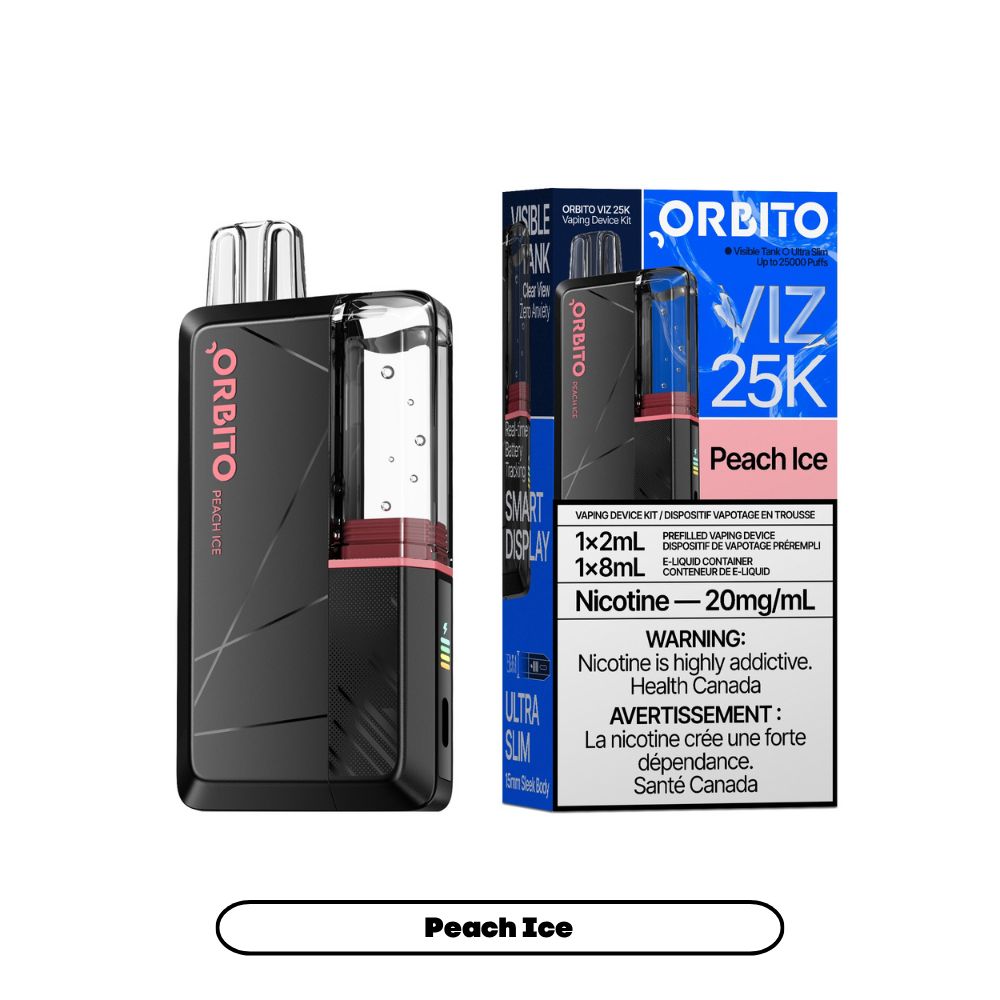 ORBITO VIZ 25K PEACH ICE PEACH ICE ORBITO VIZ 25K Disposable Vapes available at Puff N Pass Vapes in Abbotsford BC