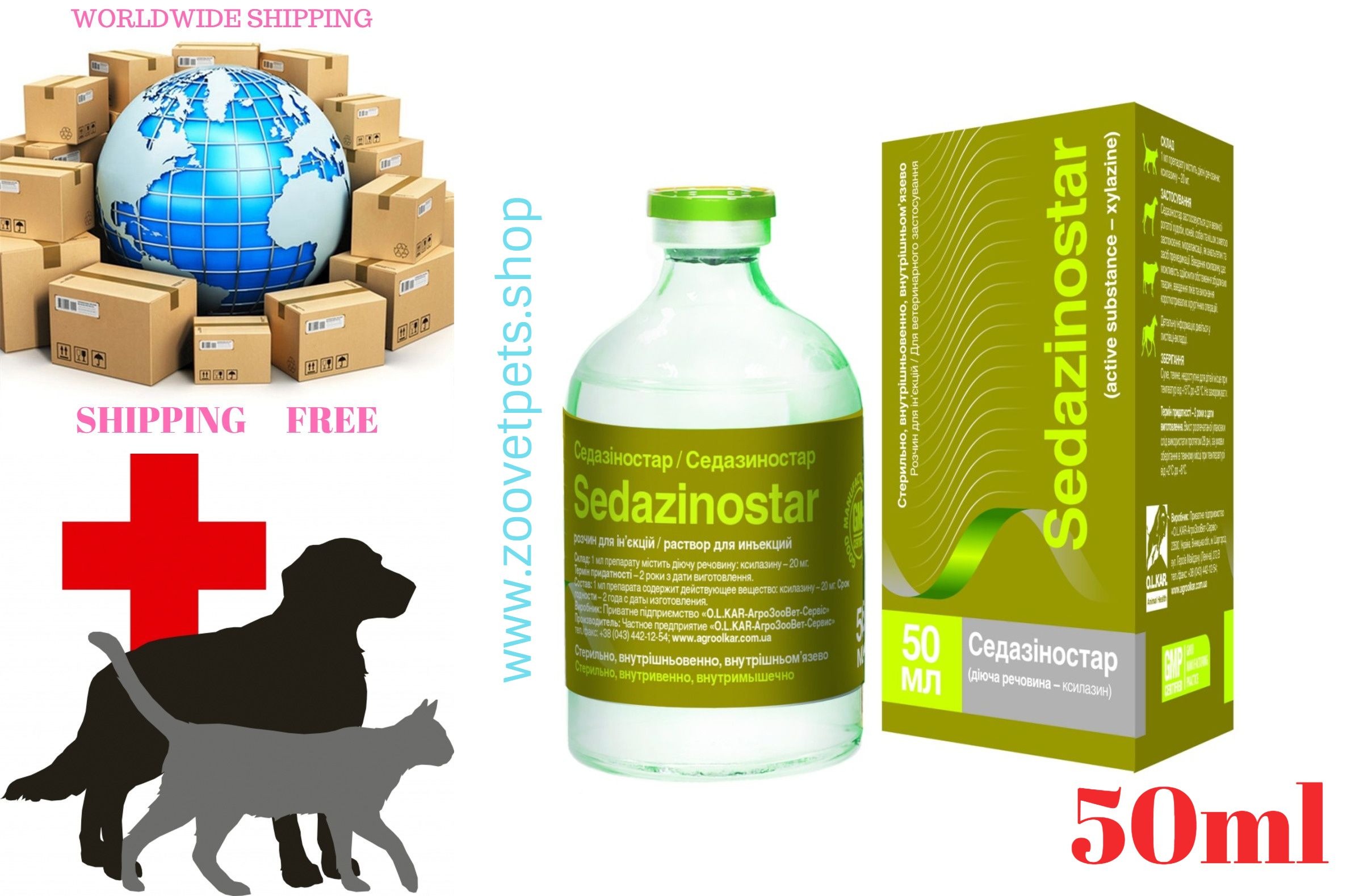 50ml ( Xylazine hydrochloride ) for animals  for the purpose of soothing, myorelaxation, as analgesic and as a means of premedication. analogue of AnaSed,XylaMed