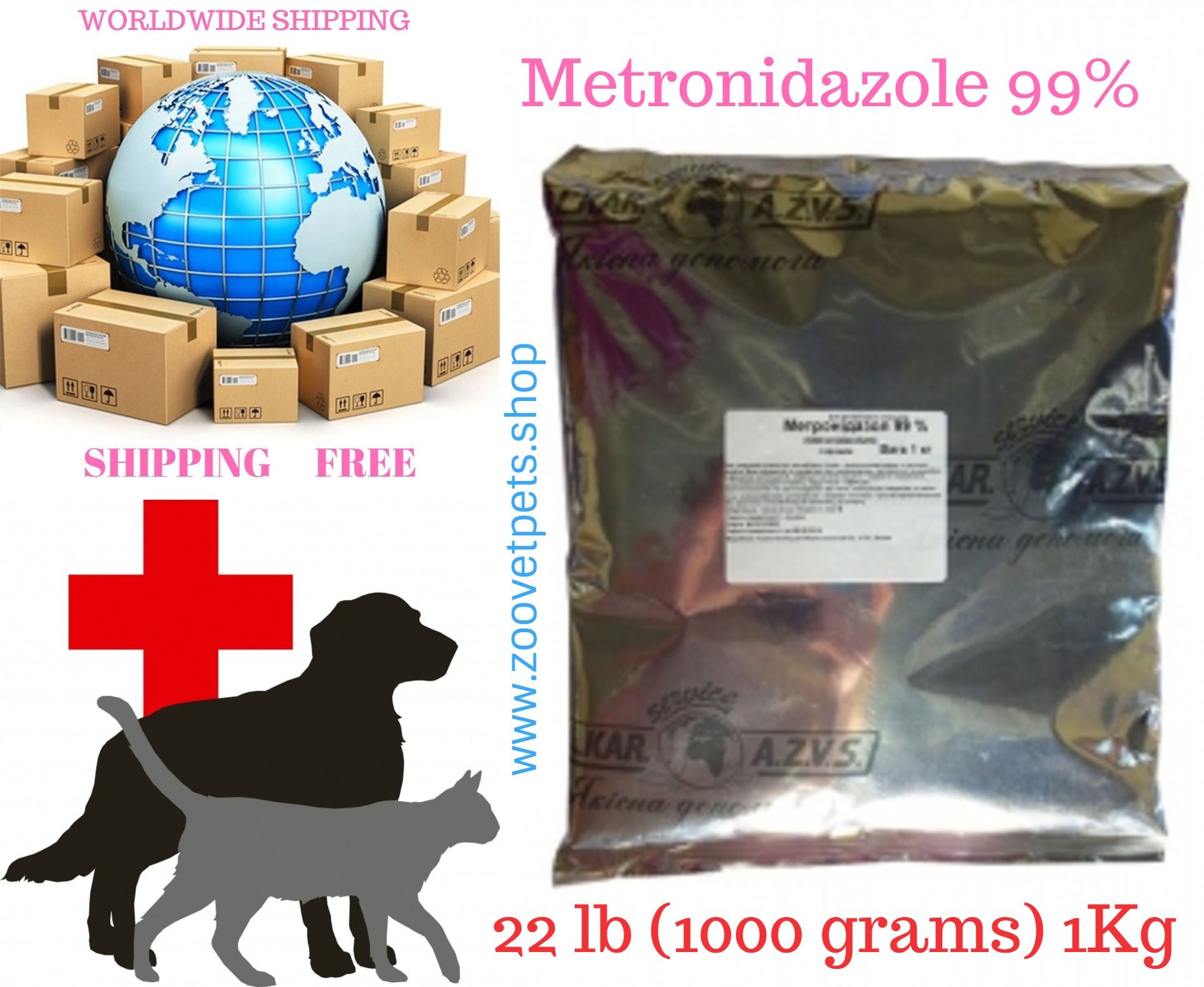 1000grams ( Metronidazole 99% ) powder Antiprotose agents for cattle, dogs, cats, goats, sheep, pigs, horses