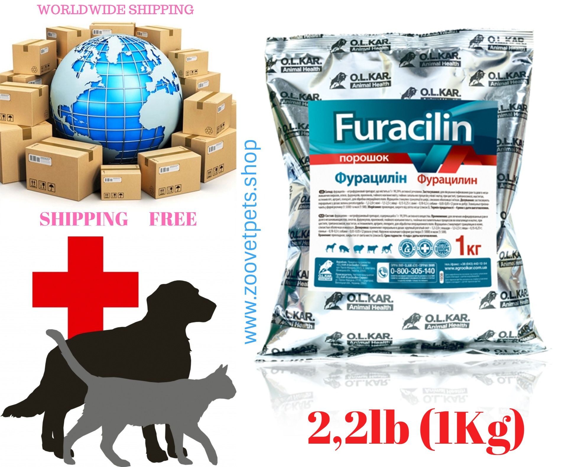 1000grams ( Furacilinum Nitrofurazone 99.39% )  for the treatment of infected wounds and long-lasting ulcers, burns, boils, pressure sores, purulent conjunctivitis, purulent inflammatory processes