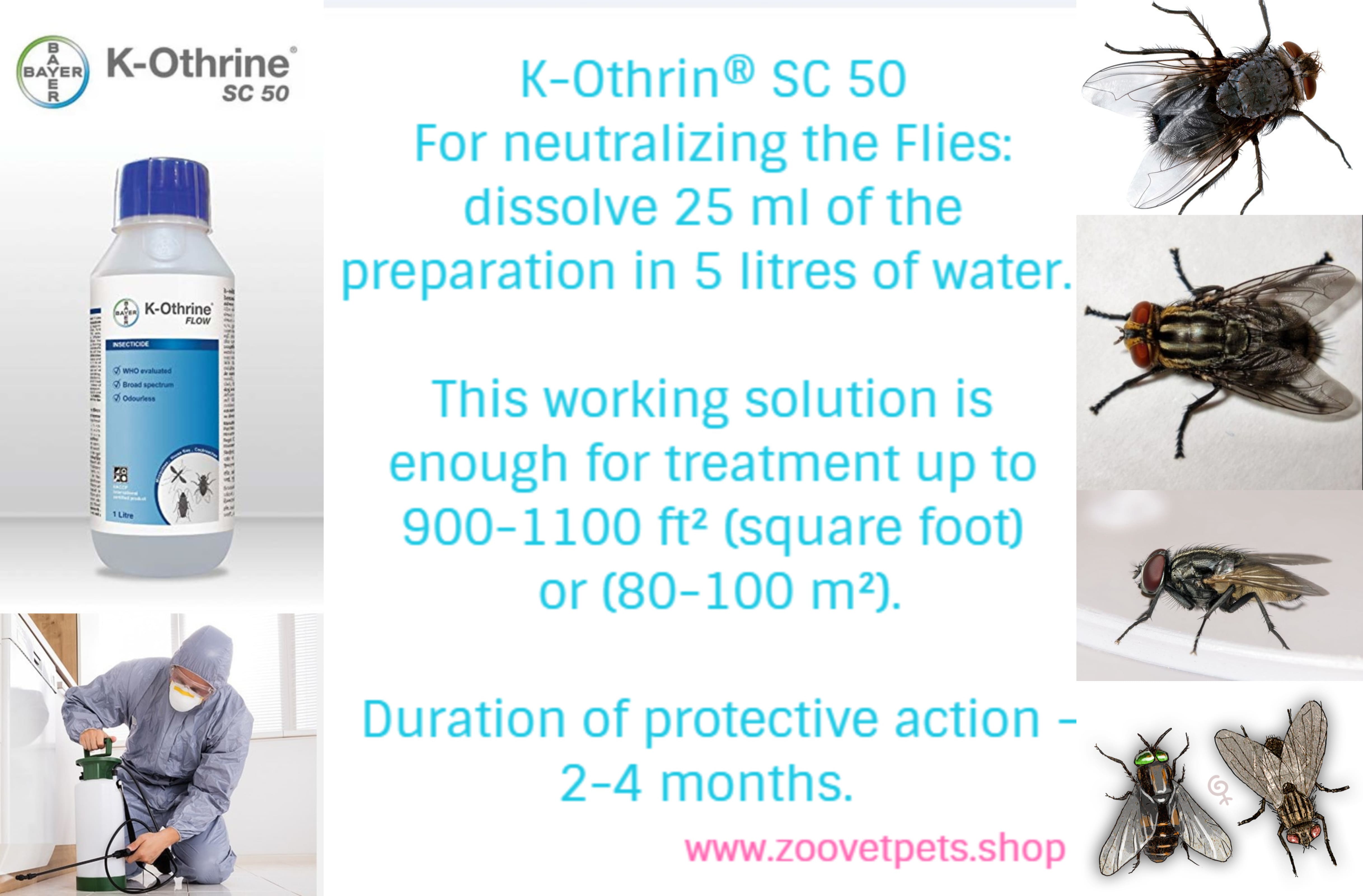 1000ml K-Othrine® SC 50 Bayer ( 1 Liter Deltamethrine 5% ) Insecticide, disinfection  cockroaches, bugs, fleas, ants, flies, mosquitoes