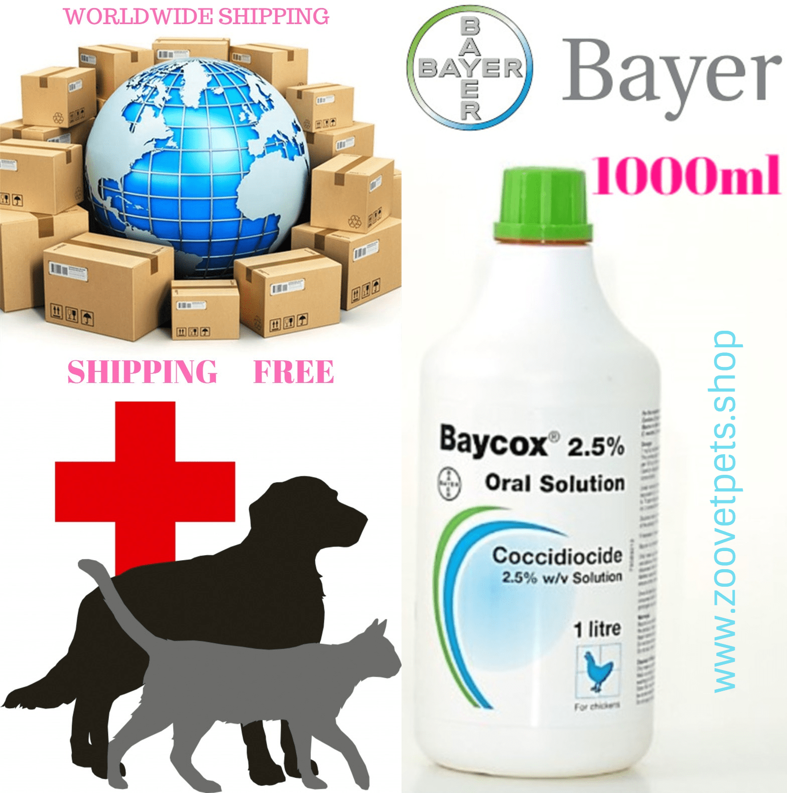 1000ml Baycox 2.5% ( Toltrazuril 25 mg ) Bayer ( Coccidioses;Eimeria Carpelli ) Chicken,Duck,Turkey,Goose,Pigeon