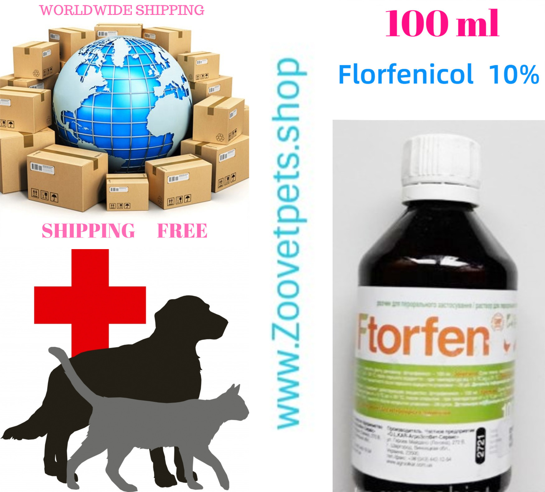 100ml ( Florfenicol 10% ) Pigs, poultry plevropneumonia, colisepticemia, pasteurellosis, staphyllococcosis, respiratory diseases of bacterial etiology