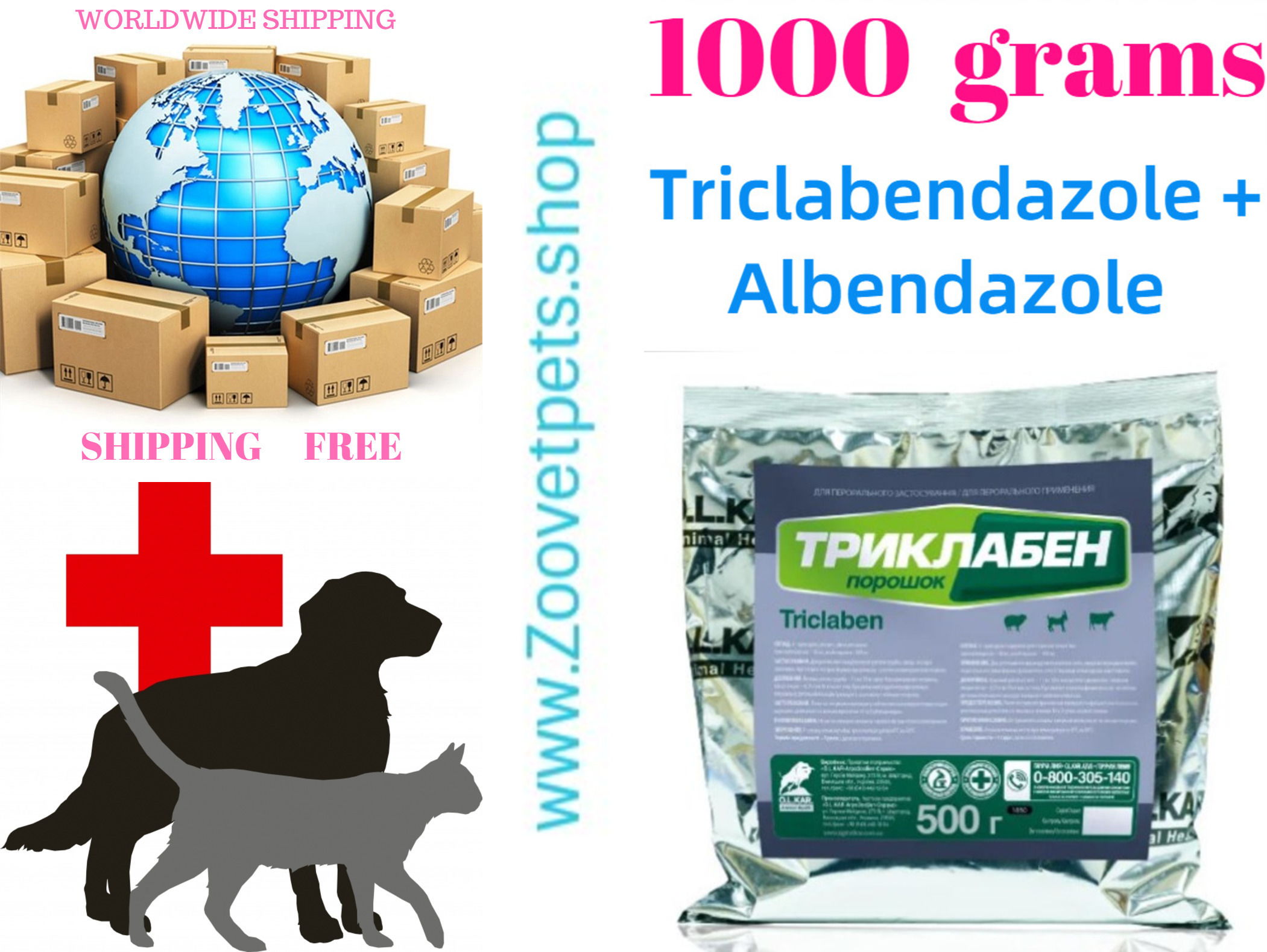 2,2lb ( 1000g Triclabendazole + Albendazole ) For deworming cattle, sheep and goats in acute fascioliasis, nematodes, cestode