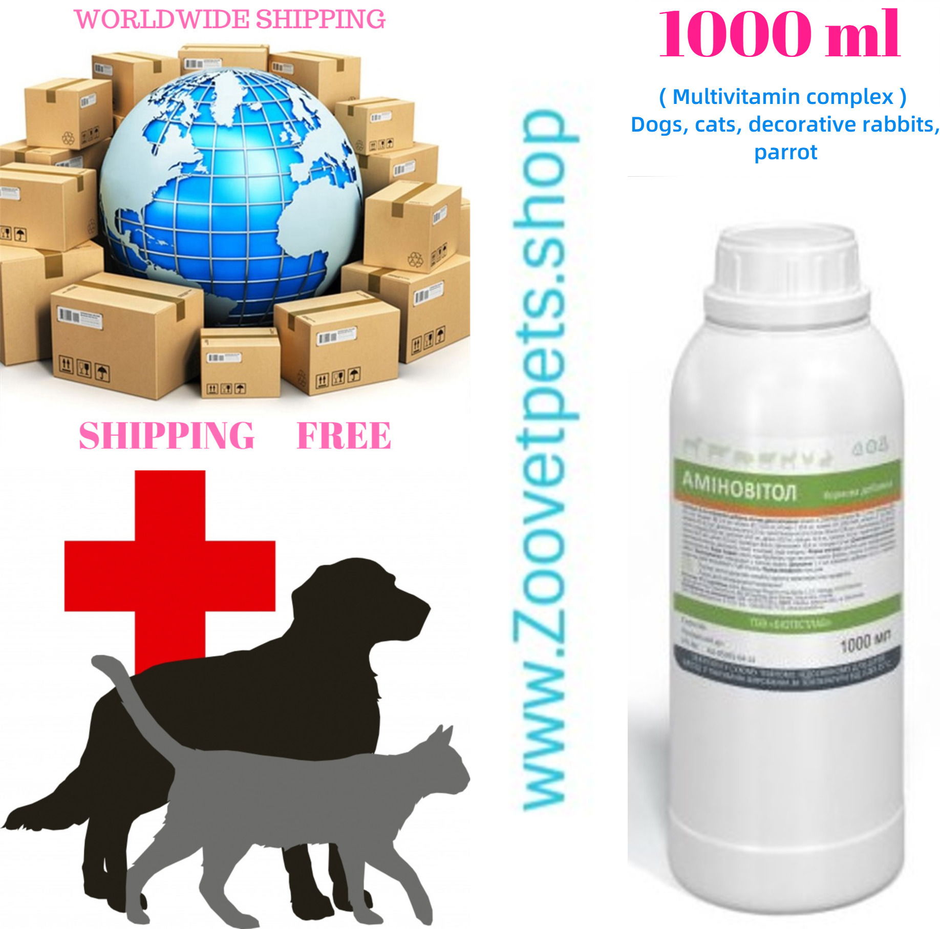 1000ml ( Multivitamin complex ) Dogs, cats, decorative rabbits, pigs, chicken, turkey