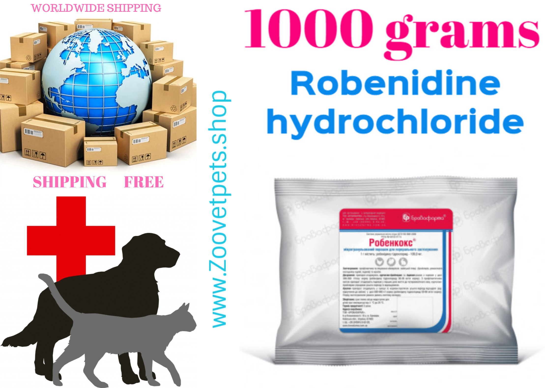 1000 grams 2.2lb ( Robenidine hydrochloride ) chickens, turkeys, rabbits Coccidiostatics; Antiprotozoic analog of Robenz®