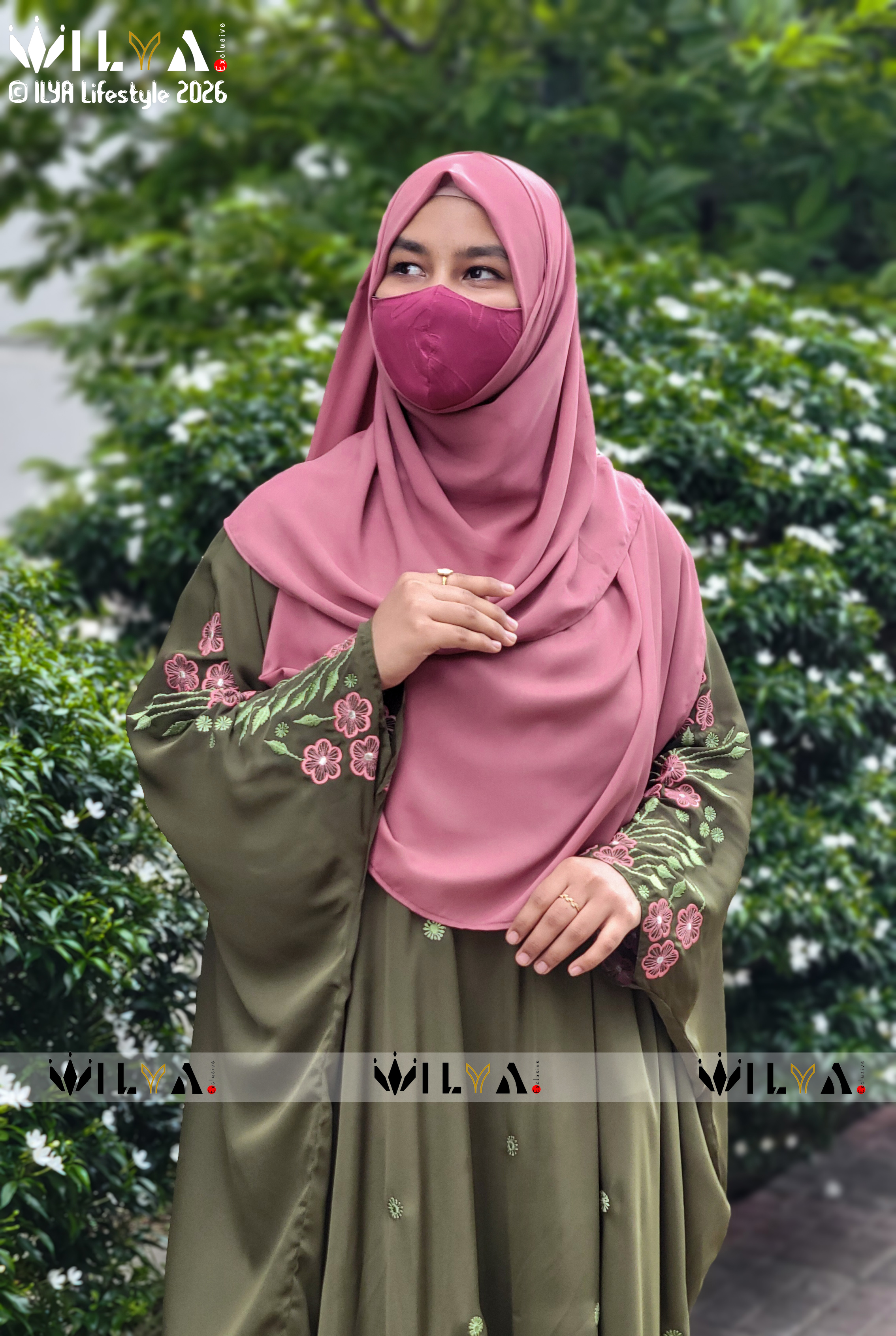 Olive Embroidery Kaftan Set